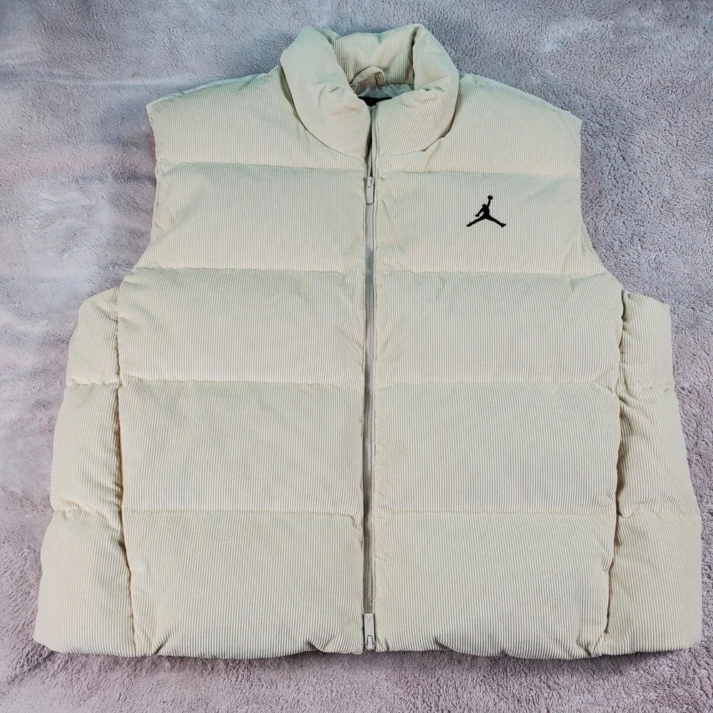 Jordan Therma-FIT Corduroy Puffer Vest Mens XL Cream Rattan Down HV0534-104 NEW